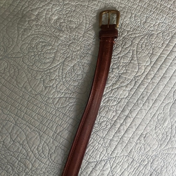 Chaps Brown Leather Belt with Gold Buckle - Picture 3 of 5